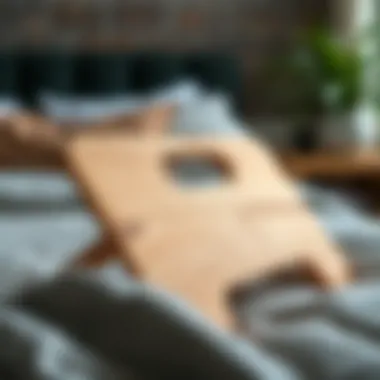 Craftsmanship of a Wooden Laptop Stand Close-up of the craftsmanship of a wooden laptop stand