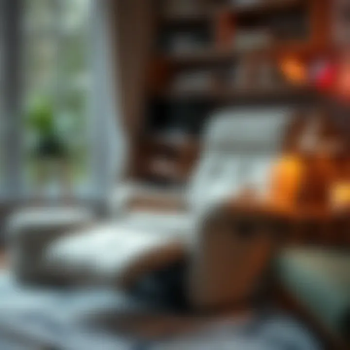 Cozy fold up recliner chair in a reading nook