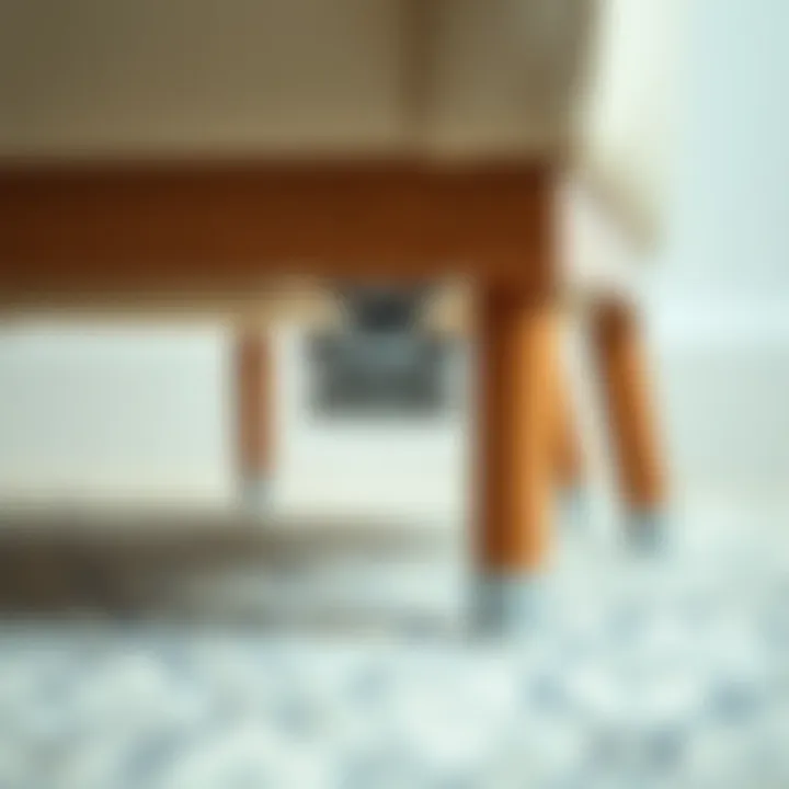 Illustration showing the installation of furniture feet caps on a chair leg