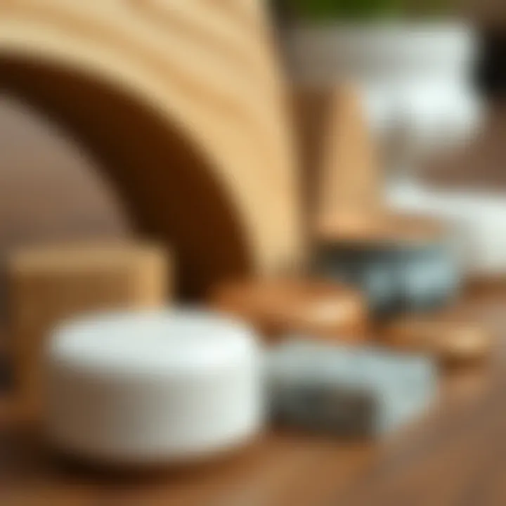 Close-up of different materials used for furniture feet caps