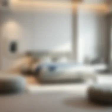 Elegant Grey Fabric Queen Bed Design Stylish grey fabric queen bed in a modern bedroom setting