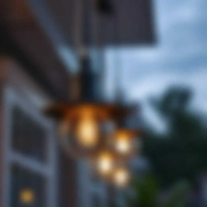 Sleek Design Features of Exterior Lights Close-up view of modern exterior hanging lights showcasing design detail