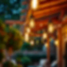 Beautifully arranged outdoor hanging lights illuminating a patio