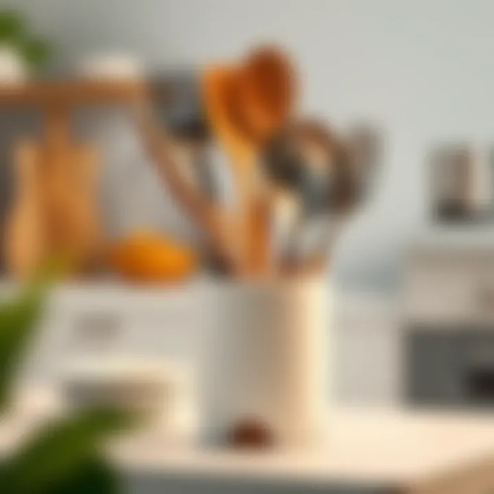 Stylish Kitchen Utensil Holder Stylish kitchen utensils displayed in a unique holder