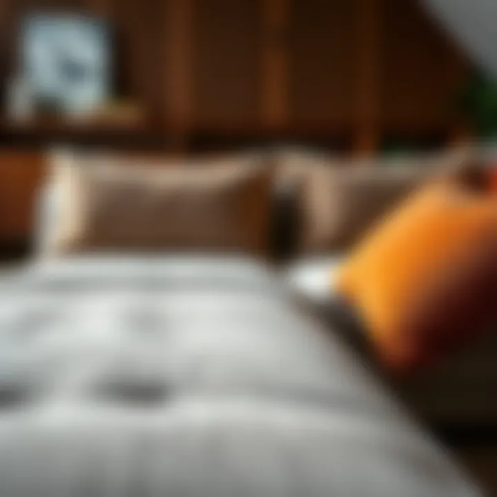 Close-up of L-shaped couch upholstery materials