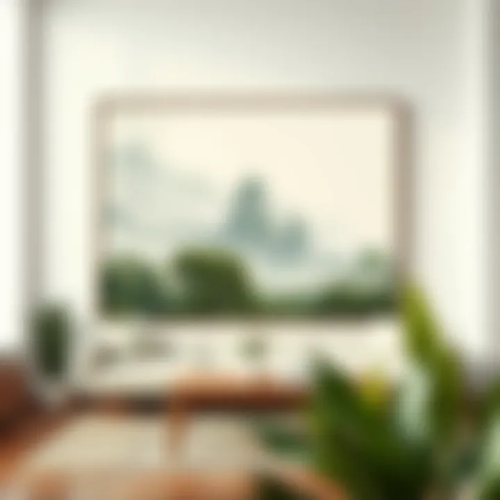 Serene landscape artwork promoting tranquility in an office
