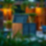 Stylish lockable outdoor storage box in a garden setting