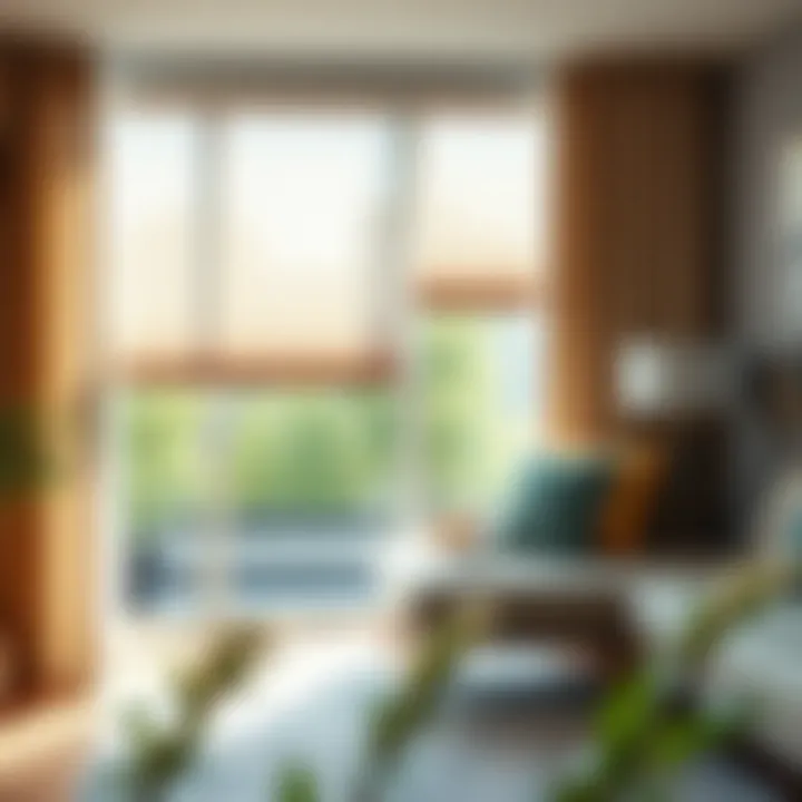 Comparison of fabric blinds with other window treatments in a bright room