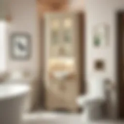 Elegant corner storage cabinet enhancing bathroom aesthetics