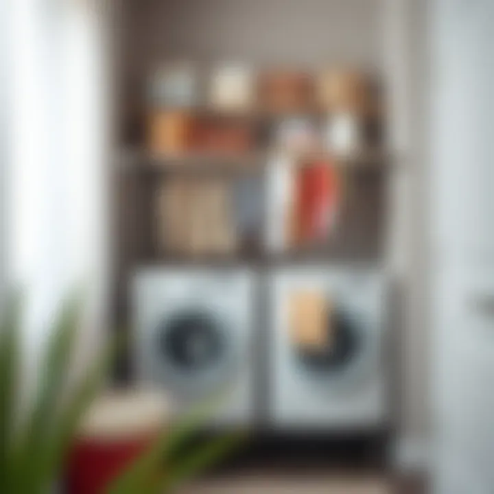 Organized laundry area featuring a stylish drying rack