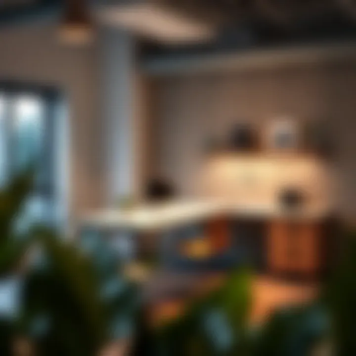 Modern Workspace Featuring Moveable L-Shaped Desk Aesthetic integration of a moveable L-shaped desk in a modern workspace