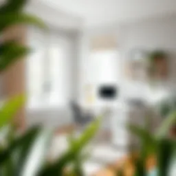 Contemporary moveable L-shaped desk in a stylish home office setting