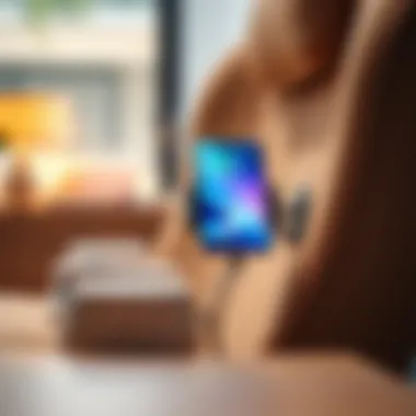 Multifunctional Cell Phone Chair Holder with Charging Feature Close-up view of a multifunctional cell phone chair holder with charging capability