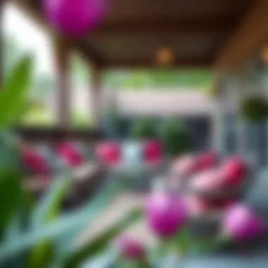 Elegant outdoor decor featuring vibrant bench cushions