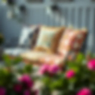 Stylish outdoor bench cushions showcasing various fabric patterns