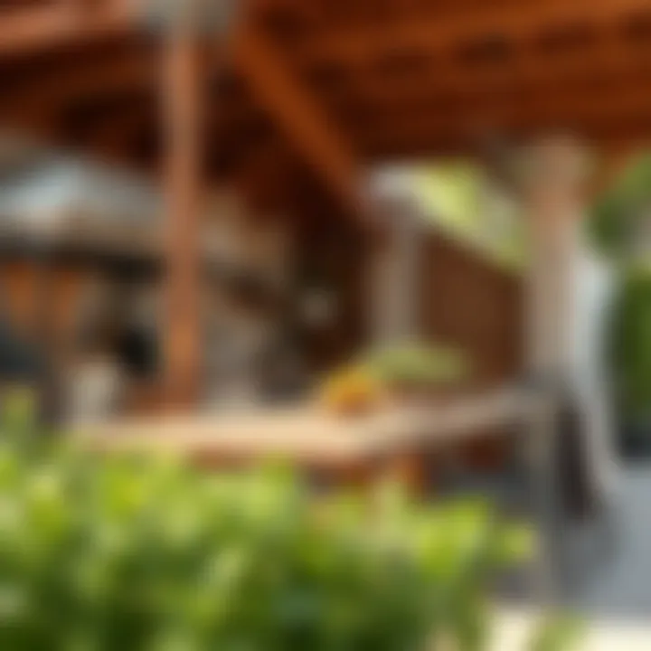 Cozy outdoor kitchen featuring rustic materials