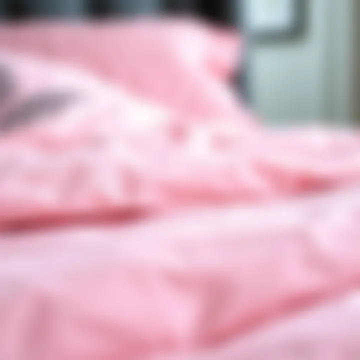 Fabric Texture of Pink Twin Duvet Close-up of the texture and fabric of pink twin duvet