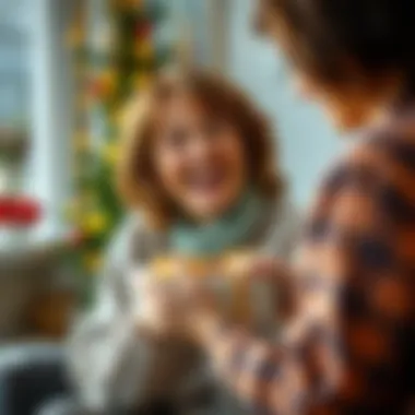 Mother receiving a gift with joy