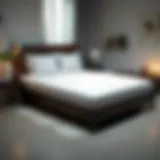 A queen size bed adorned with a protective mattress cover