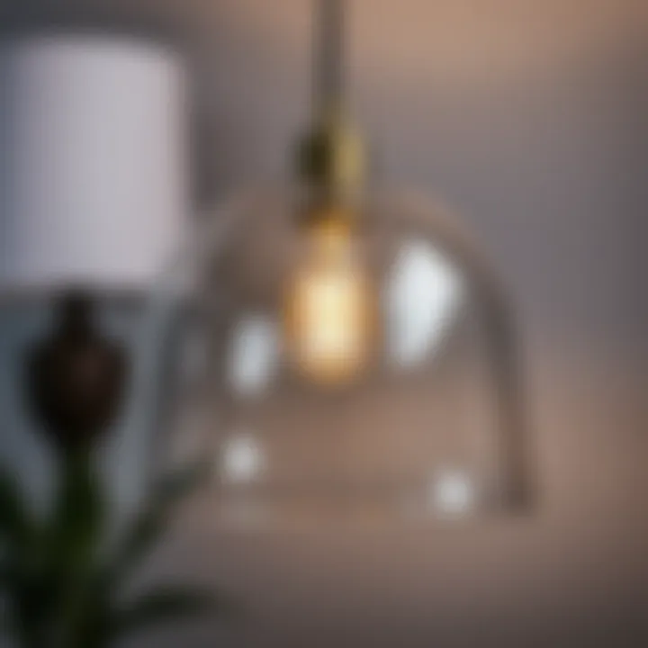 Close-up of a custom-designed glass lamp shade