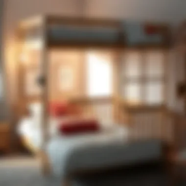 Safety features of a bunk bed with crib demonstrated