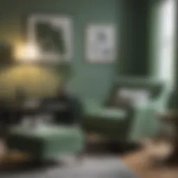 Elegant sage green chair in a modern living room setting