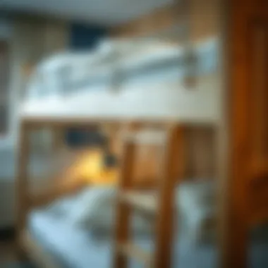 Close-up of safety features in a bunk bed