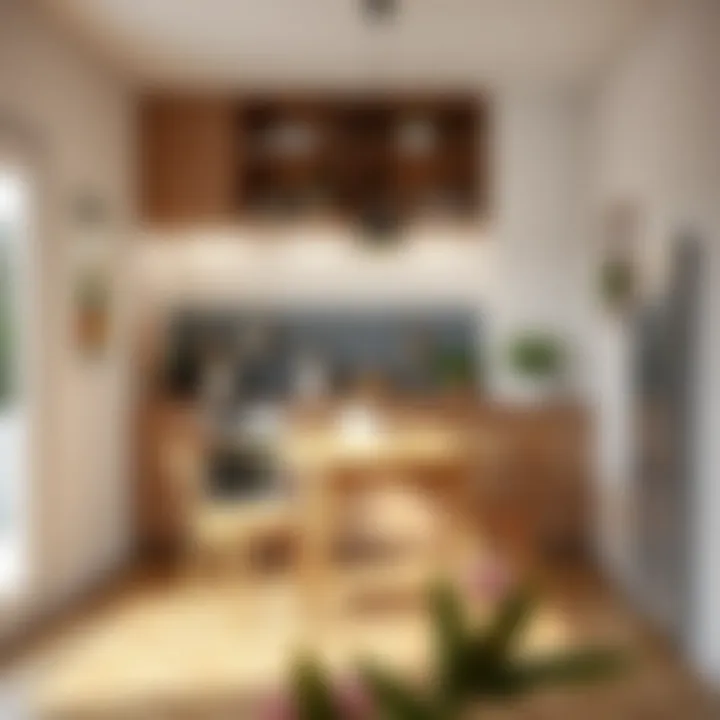 Space-saving furniture arrangement in a compact kitchen