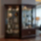 Elegant showcase display case showcasing collectibles