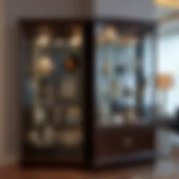 Elegant showcase display case showcasing collectibles