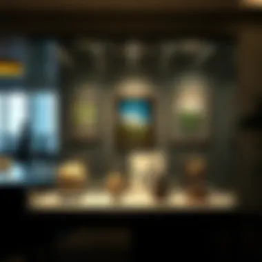 Glass Showcase Featuring Art Pieces Glass display case highlighting art pieces