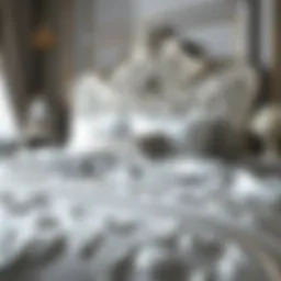 Elegant silver bedding set with intricate patterns