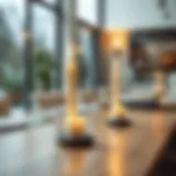 Elegant Solar-Powered Taper Candle Elegant solar-powered taper candle illuminating a modern dining table