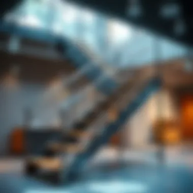 Modern metal staircase with safety features