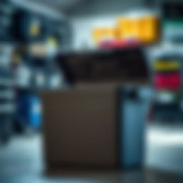 Durable Storage Bin in Garage Environment Durable plastic storage bin with hinged lid in garage