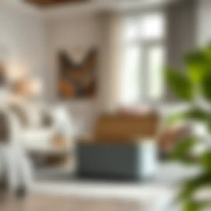 Stylish Storage Bin in Modern Living Room Stylish storage bin with hinged lid in modern living room