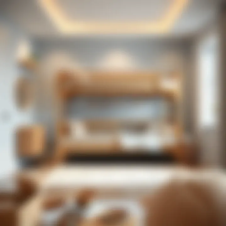 Stylish bunk bed with crib in a modern nursery