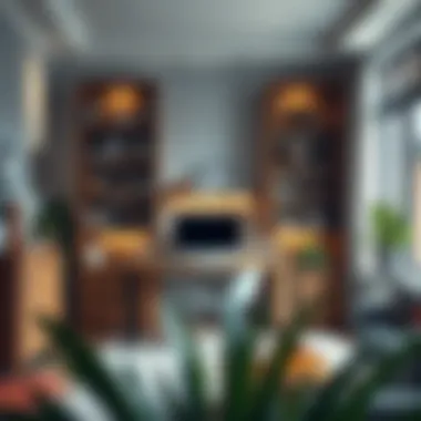 Seamless Integration with Home Interiors Stylish tall bookshelf desk integrated into home decor