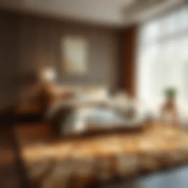 Creating a Warm and Inviting Bedroom Atmosphere Tan soft rug enhancing a cozy bedroom setting
