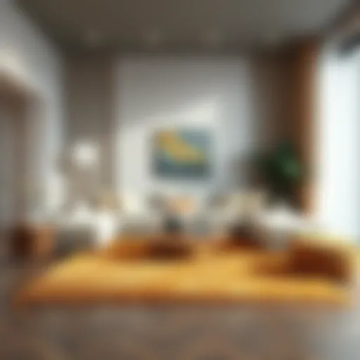 The Perfect Addition to a Contemporary Living Space Elegant tan soft rug placed in a stylish living room