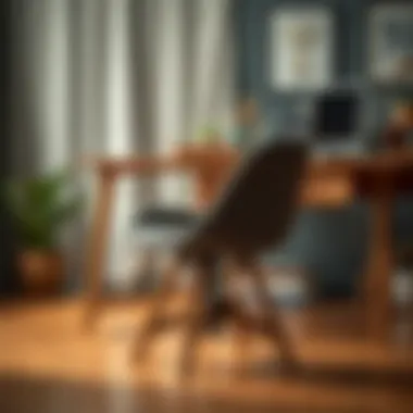 Aesthetic appeal of an office chair with wooden legs complementing a desk