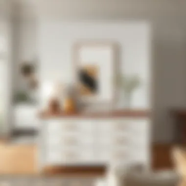 Versatile wood top white dresser in different interior styles