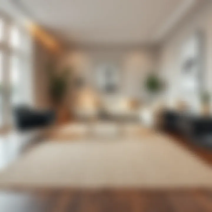 Thin Natural Fiber Rug in Modern Interior An elegant living room featuring a thin natural fiber rug that complements modern decor.