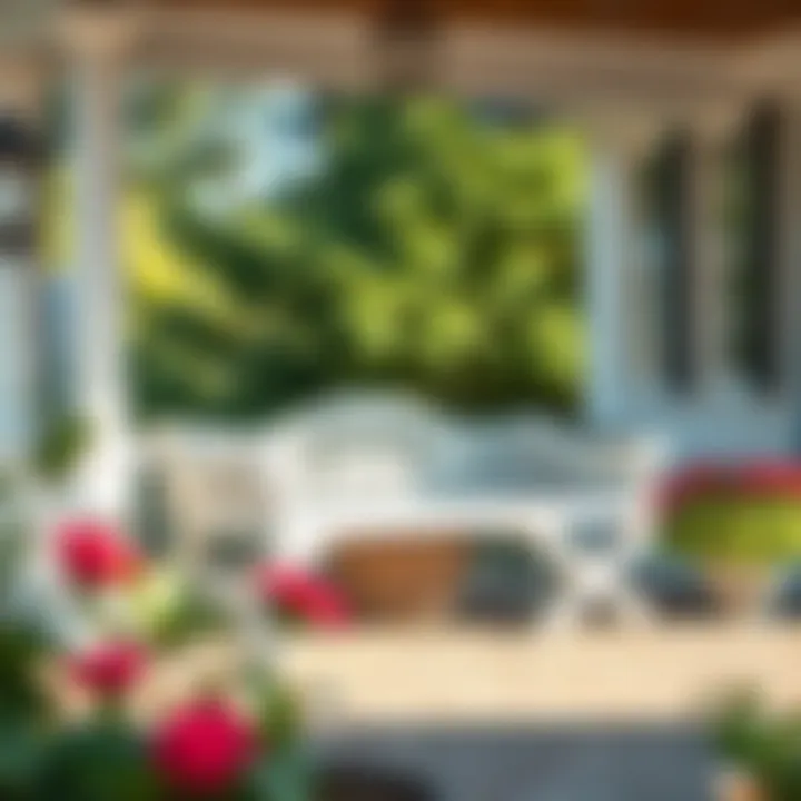 Stylish white bench showcasing intricate design details on a porch