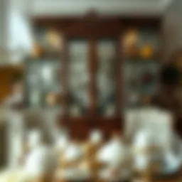 Elegant glass collectors cabinet showcasing vintage items