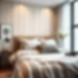 Elegant striped duvet enhancing bedroom ambiance