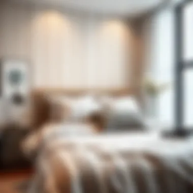 Elegant striped duvet enhancing bedroom ambiance