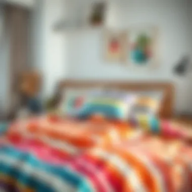 Colorful striped duvet complementing interior design