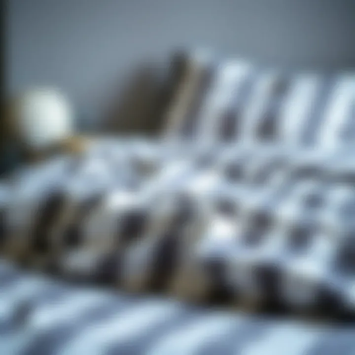 Striped duvet showcasing texture and pattern contrast