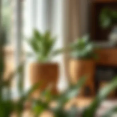 Rustic wooden planter pot in a cozy setting